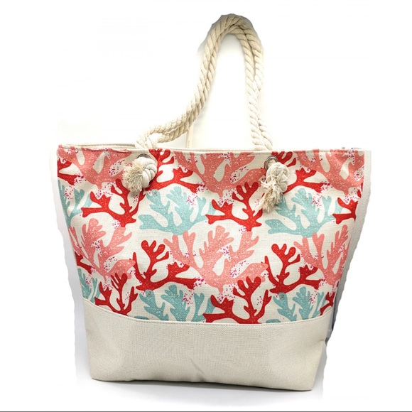 Riah Fashion Handbags - Large Coral Tote